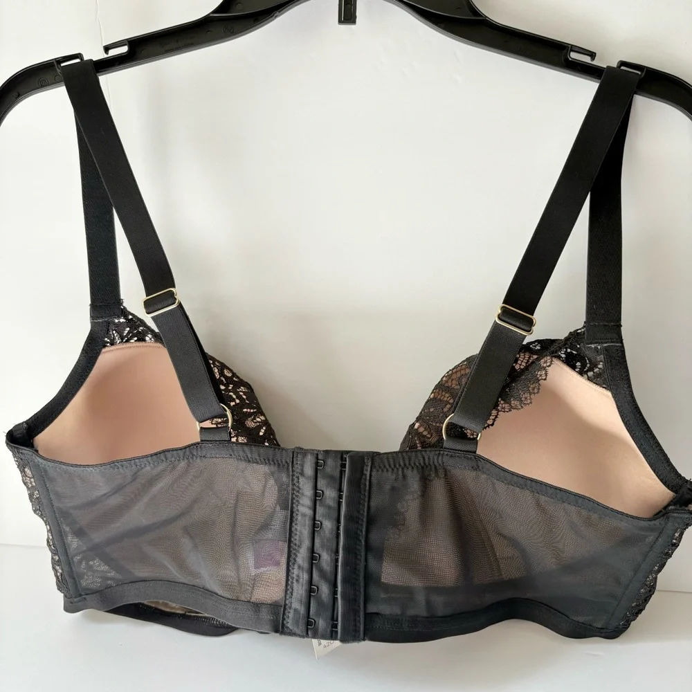 Adore Me Nude Black Lace Push Up Bra
